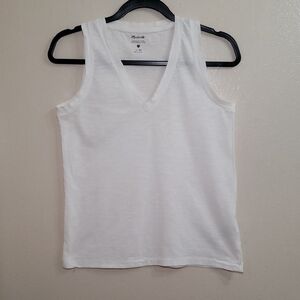 Madewell White V-Neck Tank Top